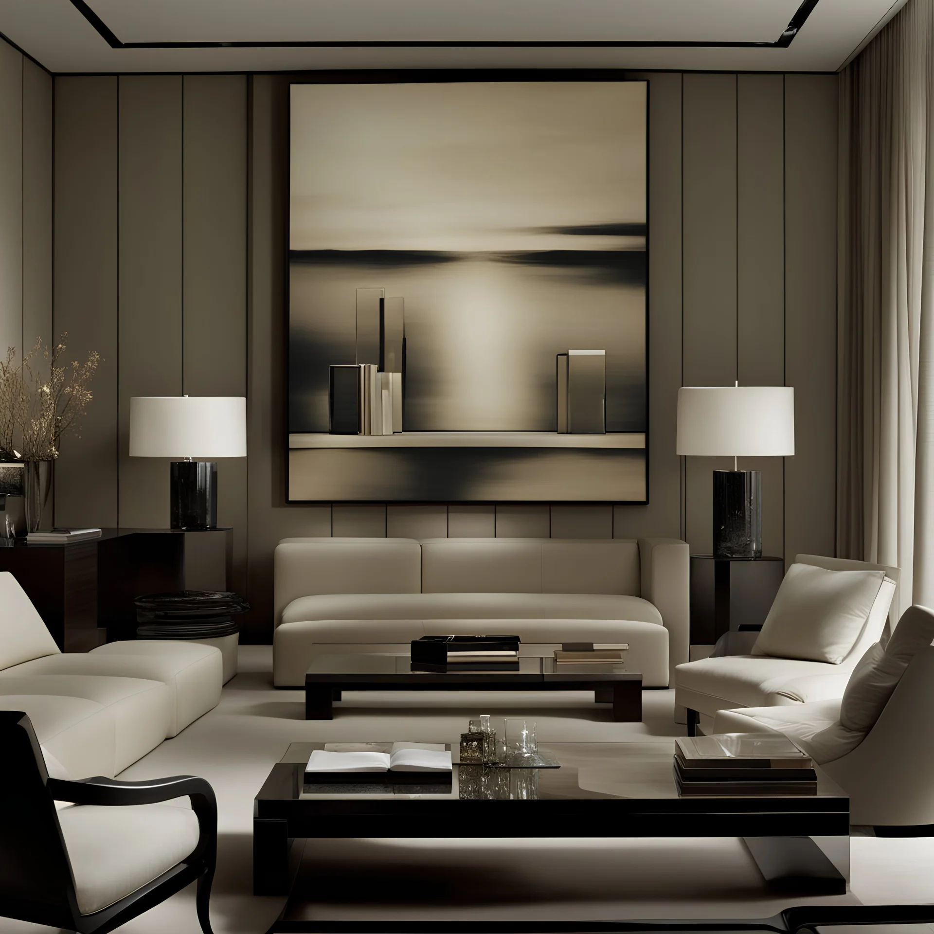 Armani-style living room with a painting