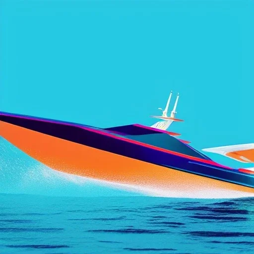 fullbody Drawing of 'sketch of Futuristic SpeedBoat',intricate detail,andrea bonelli,Kilian Eng,Ohrai,evan lee,Aleksandr Sidelnikov,KyuYong Eom,three quarters frontal aerial view,toned colors,16k