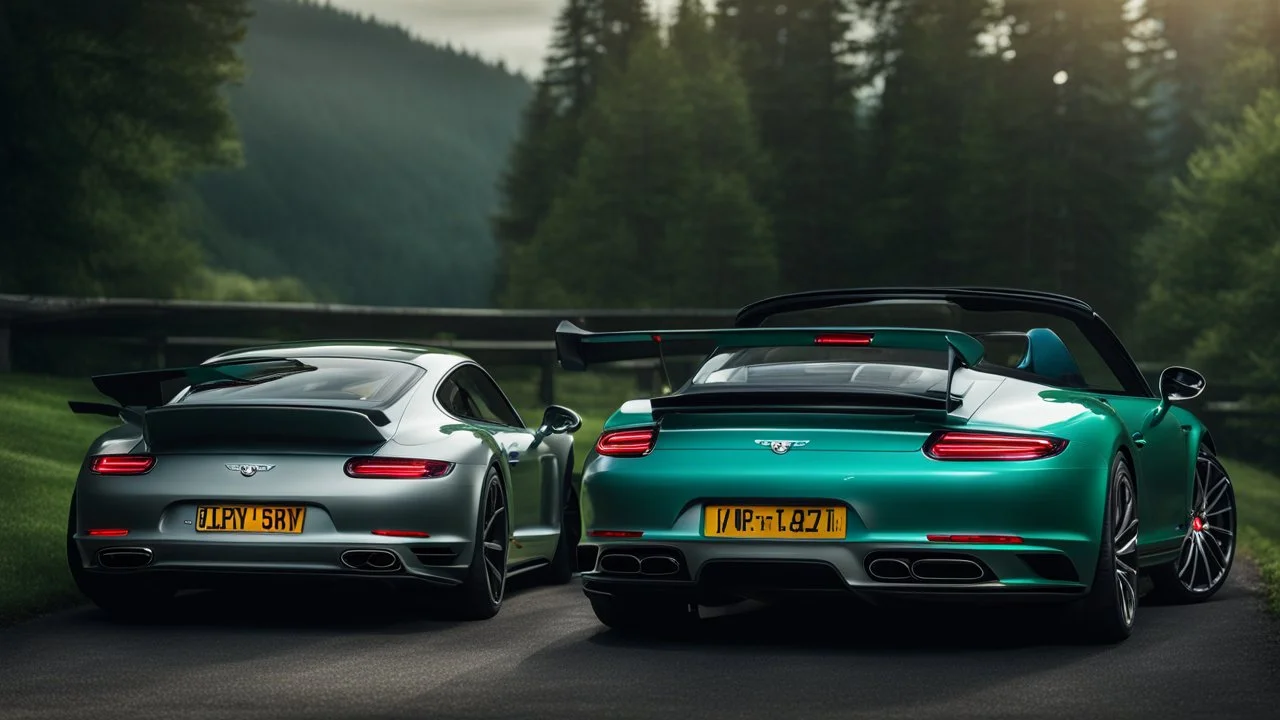 Bentley and Porsche911 merged ,rear view, desktop wallpaper, 4K, Cinematic