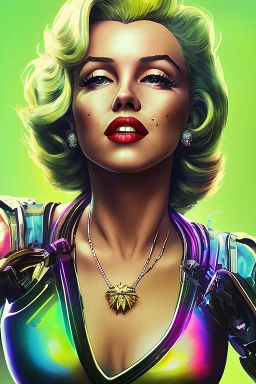 Marilyn Monroe, cyberpunk2077, photorealistic illustration, 4k