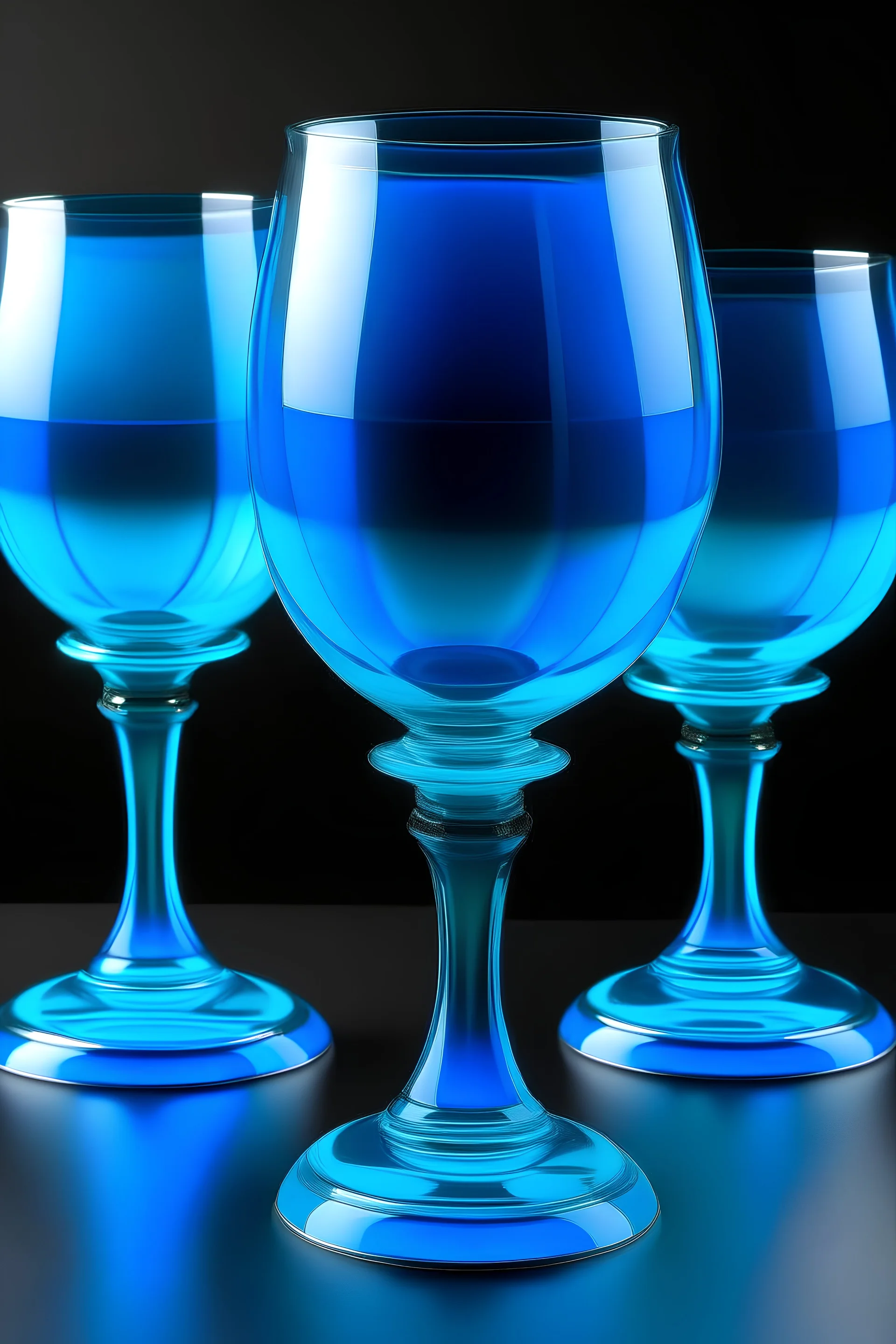 Transparent cyan oversized goblets