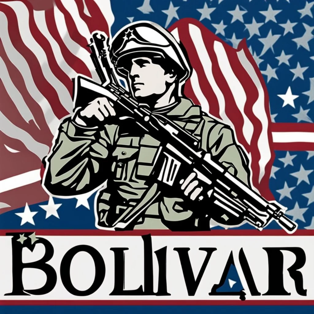 The text "Bolivar appreciates its veterans" with some blue stars and an American flag and a silhouette of a soldier. None of the components of the image should look plastic.