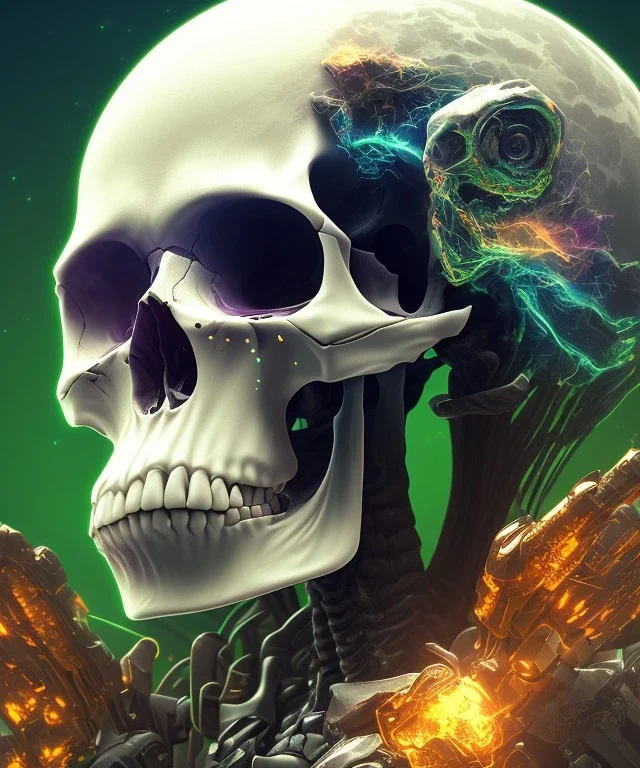 Android skull, full body close up, soft light atmosphere, light effect，vaporwave colorful, concept art, smooth, extremely sharp detail, finely tuned detail, ultra high definition, 8 k, unreal engine 5, ultra sharp focus