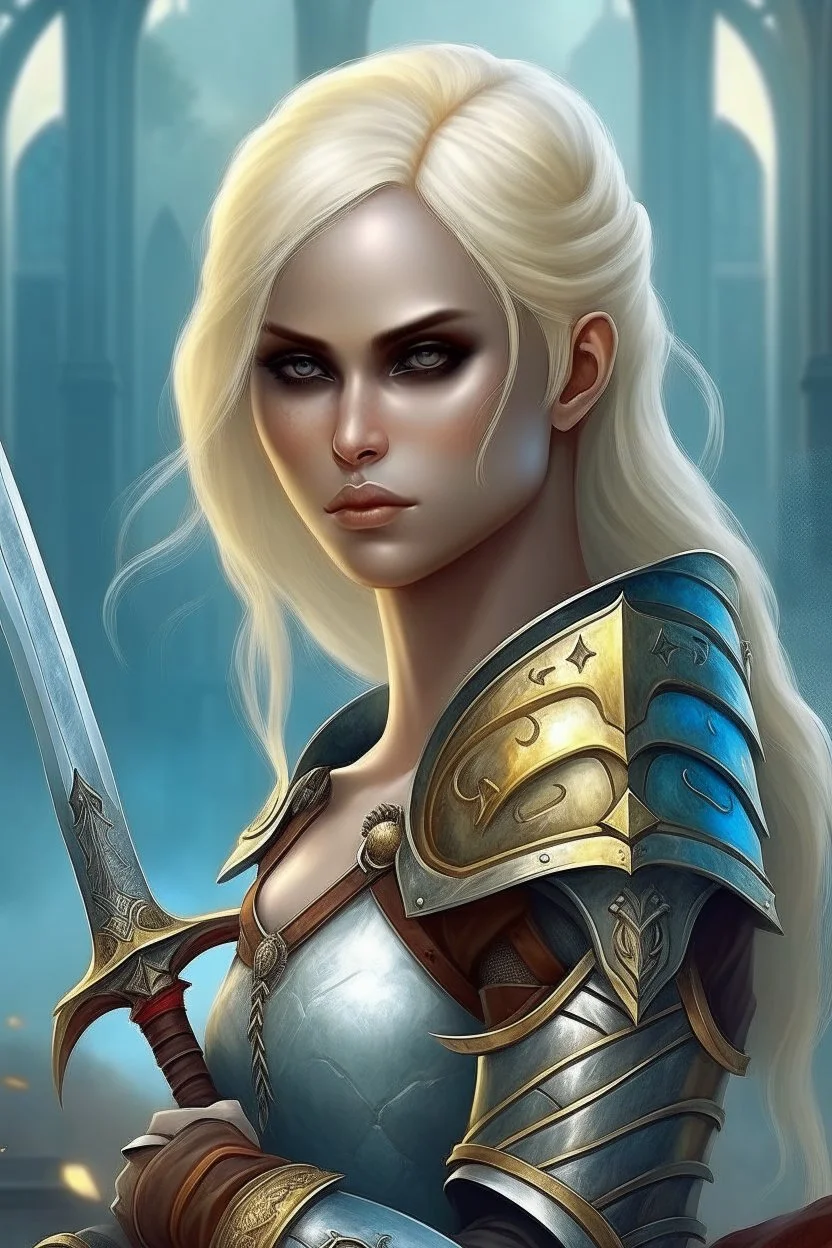 pretty woman, warrior, vampire, blonde, fantasy, Skyrim, sword, gentle, maternal, elder scrolls