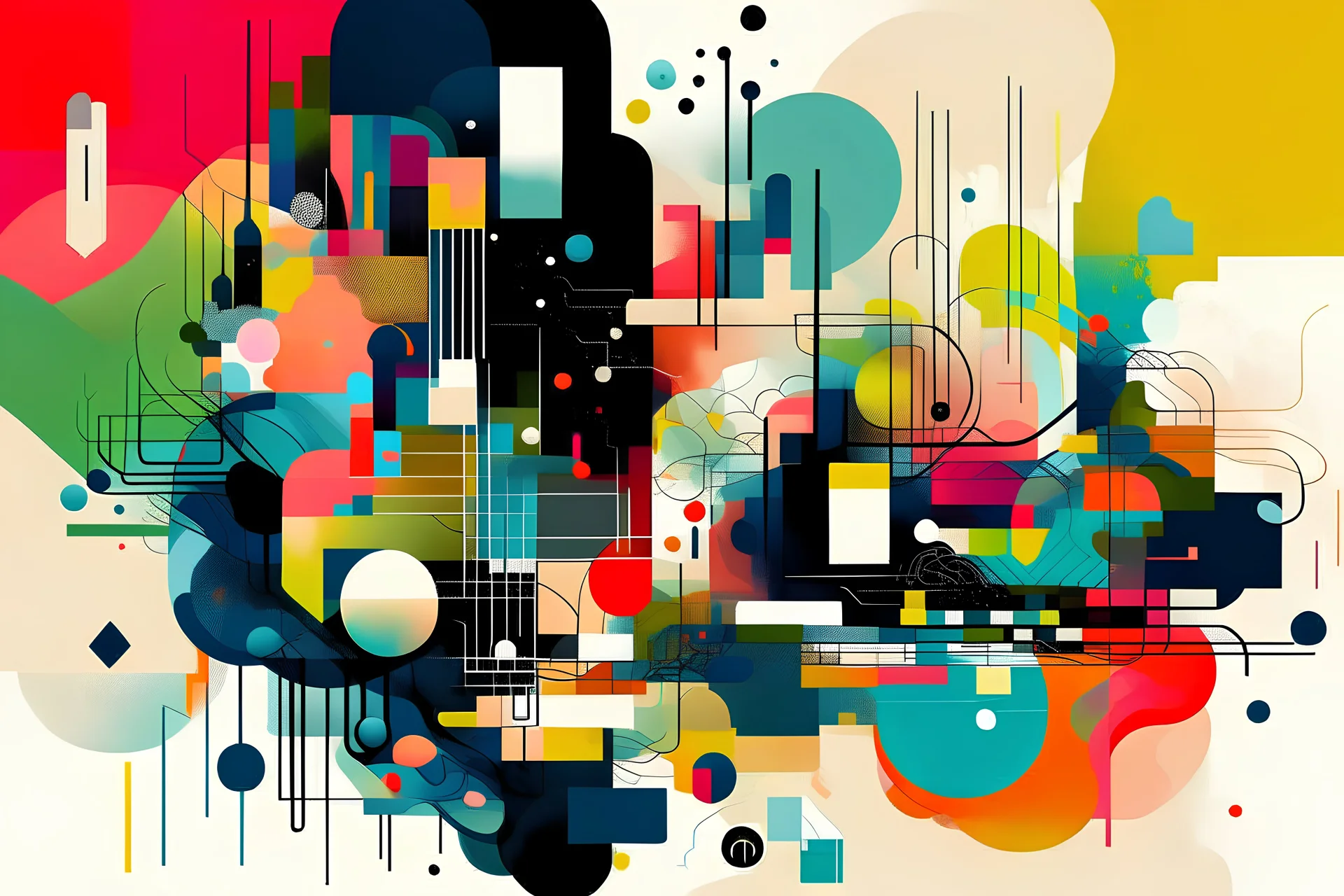 Generate an abstract AI artwork inspired by the sensory experiences of exploring Pondicherry, incorporating elements such as colors, textures, and abstract shapes to evoke a sense of nostalgia and discovery.