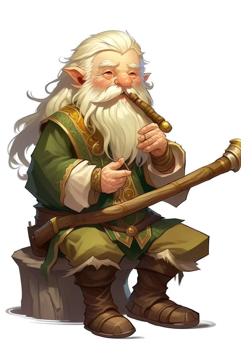 young blonde bard mountain dwarf with magical flute dnd