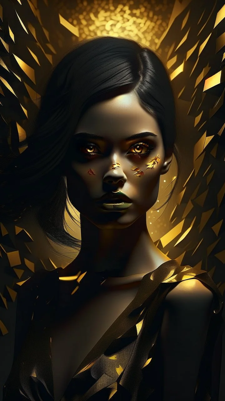 minimalism,Abstract black and gold minimalism geometric surreal beautiful fashion portrait,splash art explosion,minimalist surreal surrounding background,surreal lonely depth,deep soul spirit,fantasy surreal geometry,flat,utopia,album art,cover art,album cover,cinematic,8k,epic movie still,sharp focus,by Gustav Klimt,pascal blanche,rutkowski,repin,artstation hyperrealism painting concept art of detailed character,design matte painting,leaf