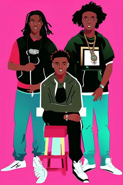 Extremely rich young rap group portrait