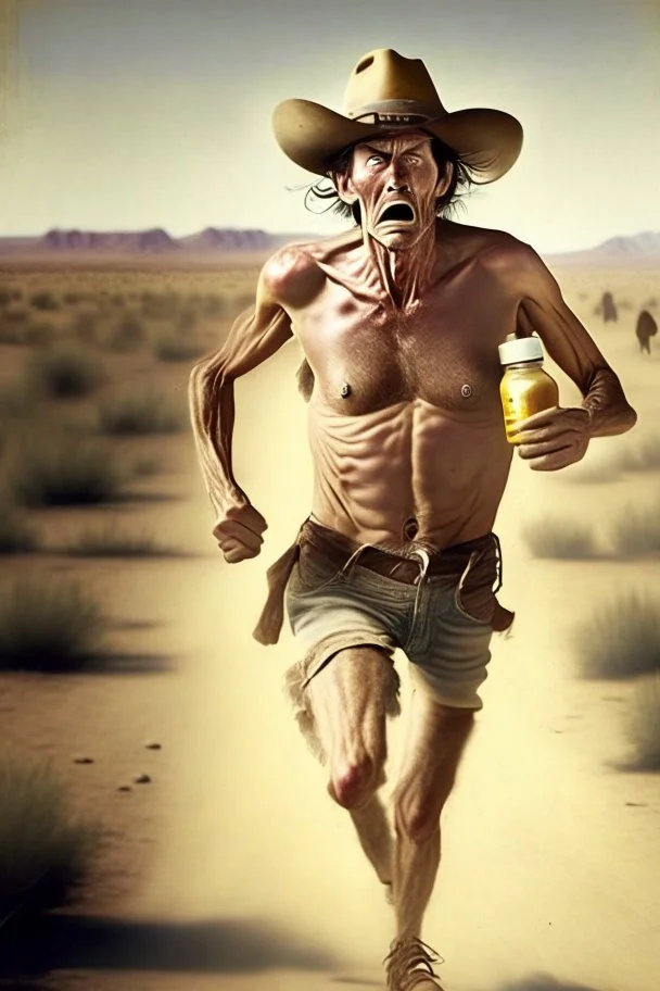 drunk runner without cloth old cowboy