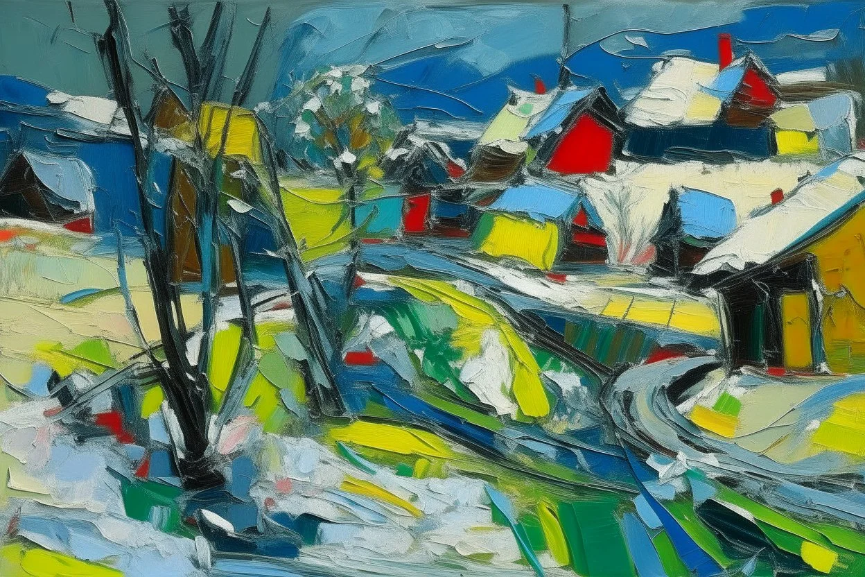 Winter in the style of frank Auerbach