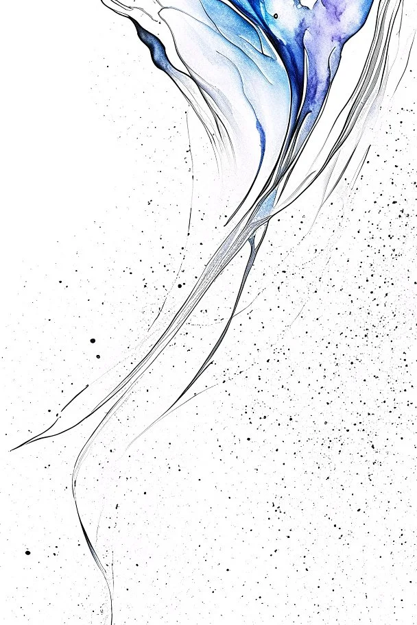 Abstract wet watercolour, grey blue