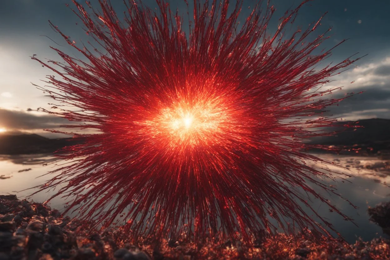 Atomic explosion, made of red vine, ULTRA REALISTIC, details, intricate detail, professional lighting, film lighting, 35mm, anamorphic, lightroom, cinematography, bokeh, lens flare, film grain, hdr10, 8k, Roger Deakins, incredibly detailed, reflect, sharpen