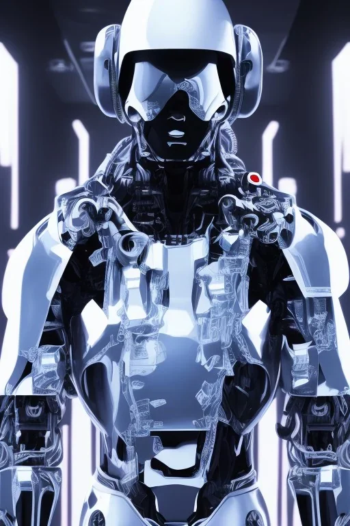 Robotic black uniform American soldier, high tech special forces helmet, navy seals soldier, G.I. Joe, white smoke, dark, rage, sorrow, high definition, ultra 8 k, volumetric lighting, blue fire, fog