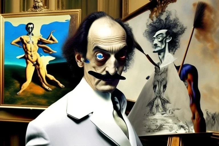 Salvatore Dali is painting a picture of himself