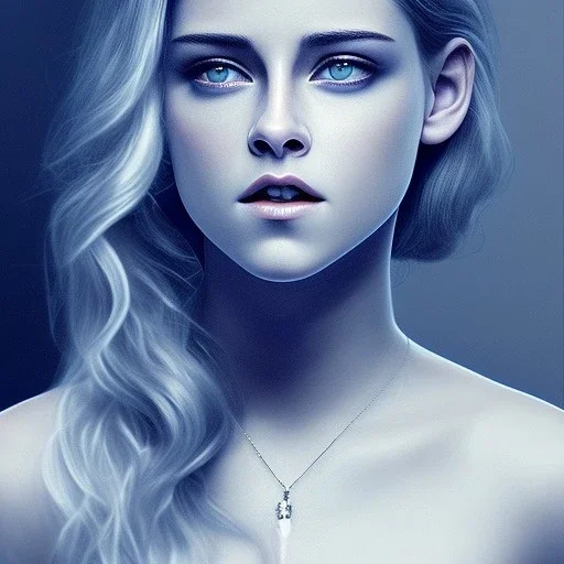 Greek Kristen Stewart white marble stature, full body, full of details, realistic, beautiful young woman, hight definition, 8k, symmetric face, perfect eyes