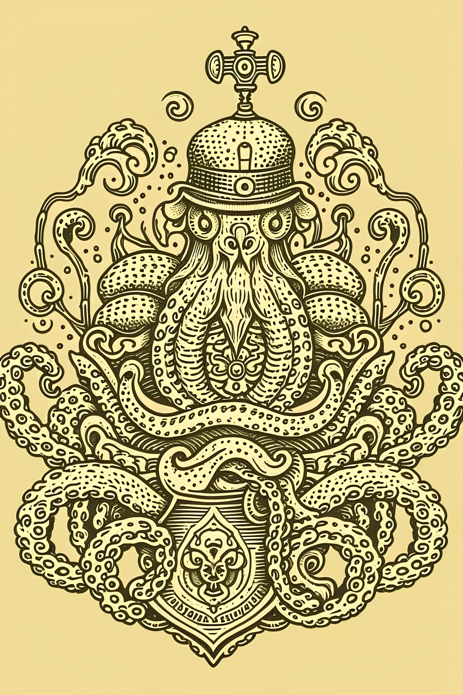 Medieval coat of arms crest of a kraken
