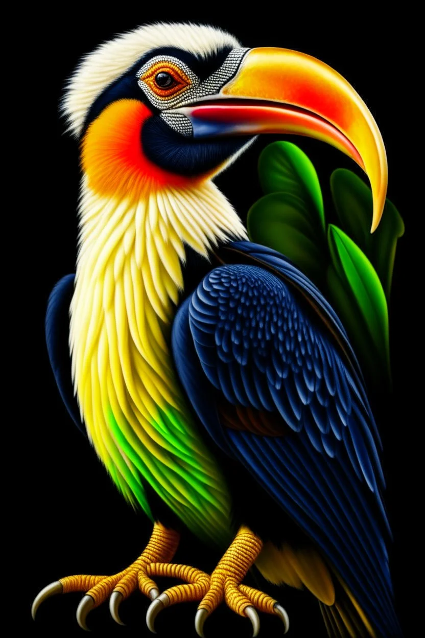 hornbill bird full body, digital art, photo, illustration, digital painting,oil painting, smooth, sharp focus, highly detailed, with casque bird,