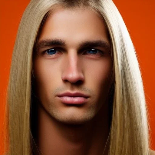 Man, blond straight hair,brown eyes