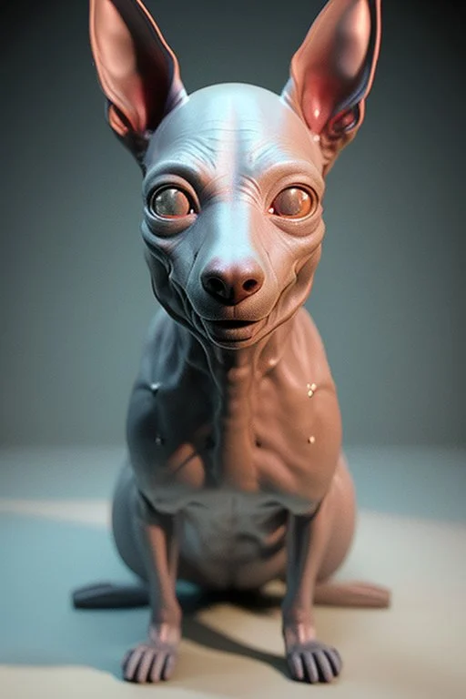 Alien Hairless dog,realistic photo, concept art, retro style, smooth, unreal engine 5, god lights, ray tracing, RTX, lumen lighting, ultra detail, volumetric lighting, 3d.