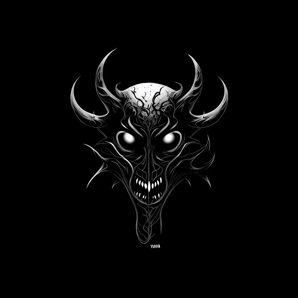 {LOGO} - embodying the sinister depths of 'Greedy Chaos Madness.' Imagine a demonic visage emerging from swirling tendrils of darkness, its eyes ablaze with insatiable hunger. Incorporate twisted, jagged elements to convey the chaotic nature of its desires, while maintaining an aura of malevolent power. Let the essence of darkness and evil flow through every stroke, creating a symbol that strikes fear and awe in equal measure."