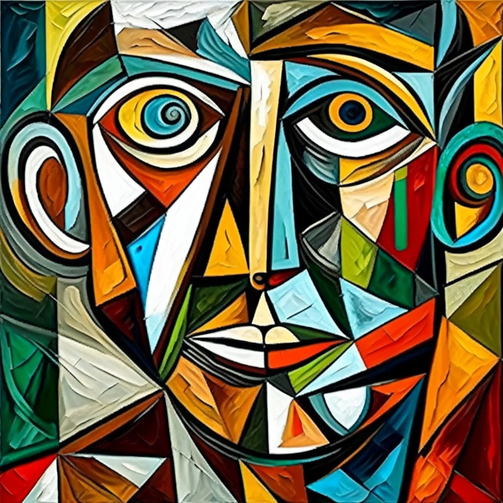 portret of pablo picasso selfportret cubism brown abstract