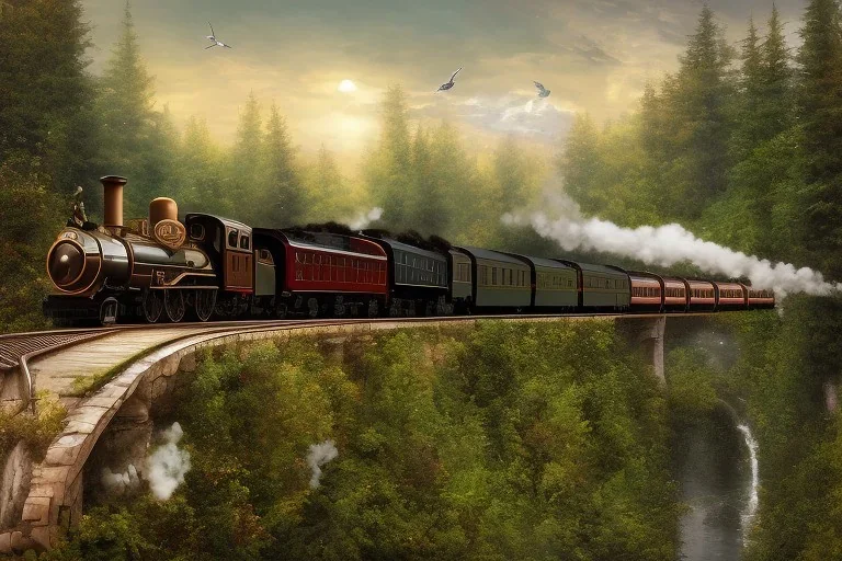 STEAM TRAIN WESTERN bridge FOREST