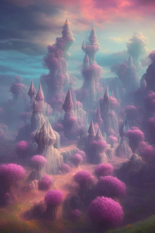 6. Create a surreal and dreamlike landscape with floating islands and colorful skies