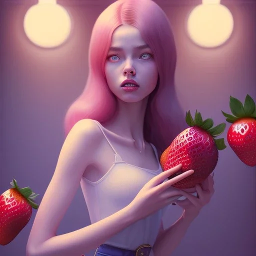 pixar style,women with sweet jar ofjam in kitchen,volumetric blue sky environment and background, volumetric lighting,dramatic lighting, realistic painting of an strawberry, looking excited, detailed digital painting, extreme dense and fine fur, anime, ornate, colour-washed colors, elegant, small minutiae, tiny features, particulars, centered, smooth, sharp focus, renderman gofur render, 8k, uhd, detailed eyes, realistic shaded volumetric lighting,caustics,backlight,centered camera view