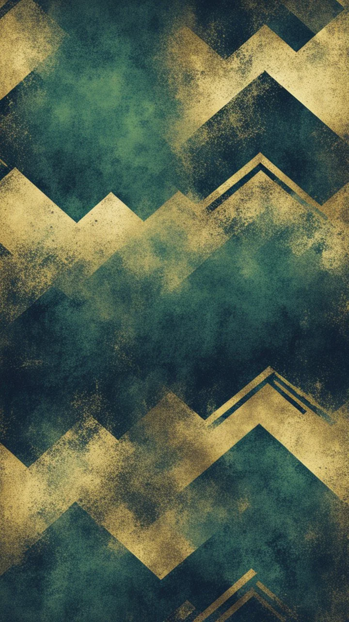 Hyper Realistic Green, Navy-Blue & Golden Abstract Retro Grunge-Pattern-Texture