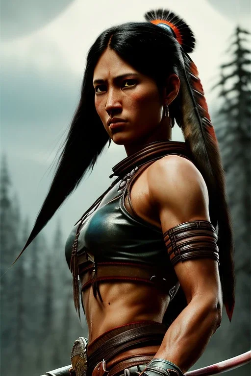 Native American female warrior,athletic