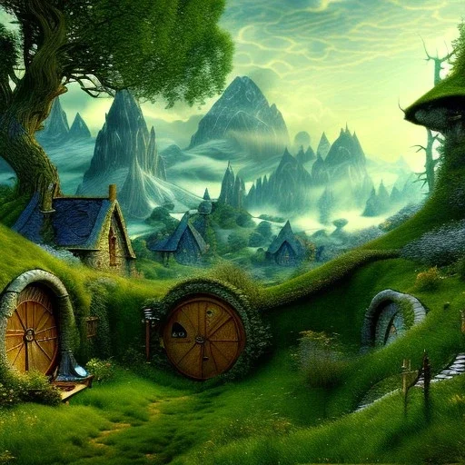 Epic Drawing of scenery of The Hobbit estilo Van Gogh 4k