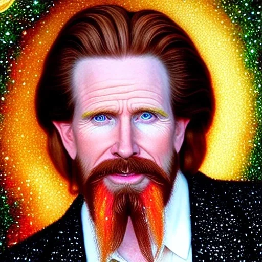 Courtney gains as a young ruggedly handsome but joyful malachi of the corn, male, masculine, clear, detailed pale green eyes, meticulously detailed multi-hued red hair, fantasy, intricate, elegant, highly detailed face, digital painting, concept art, matte, sharp focus, illustration, surrounded by luminous colorful sparkles, glitter, cornfield, moon, by edwin georgi, sir edward poynter, ismacomics, rajewel, xenia hausner art, renaissance, depth of field, cryengine, volumetric lighting