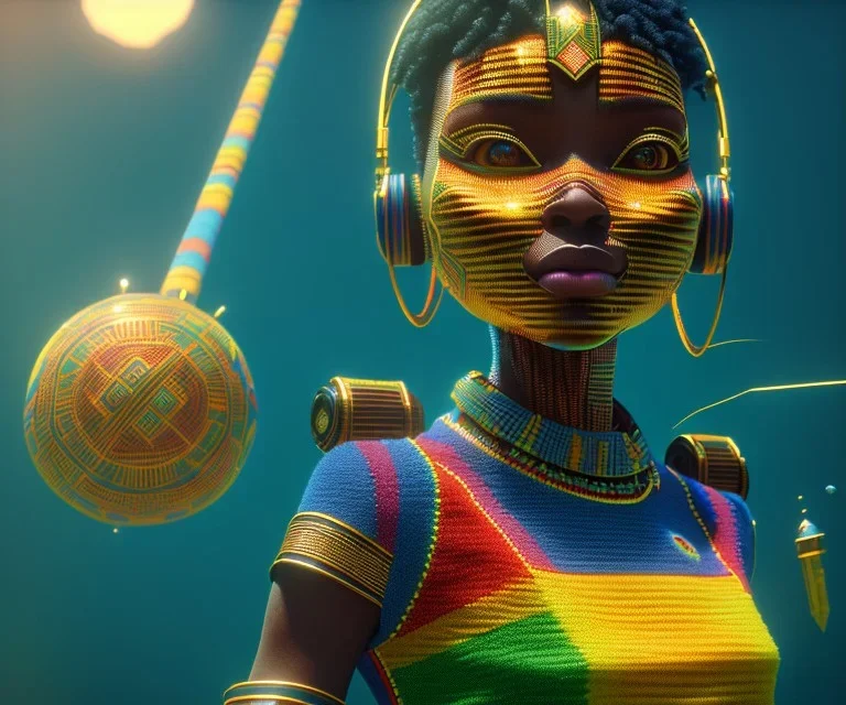 kente scene, thread, embroidery, octane render, high detail