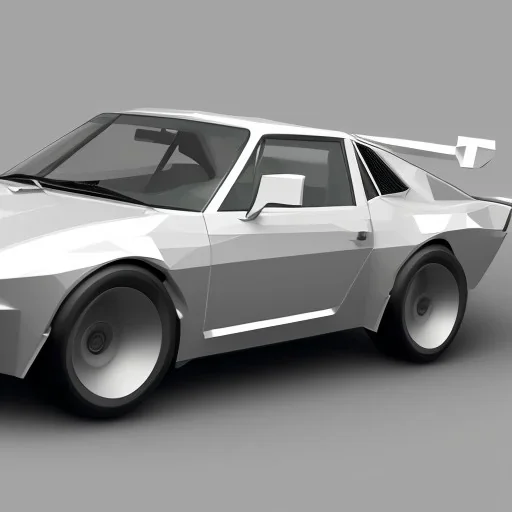 car design for low poly game, fast, cool silhuette, inspired by lamborghini