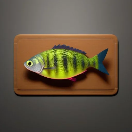 3d icon, cute tilapia fish over kitchen cutting board, shiny object, graphic design, unreal engine