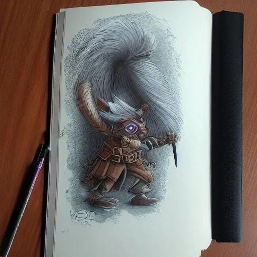 Portriste,d&d, "medievil warrior running away from a Giant squirrel" realistic,intricate hair,detailed arnor