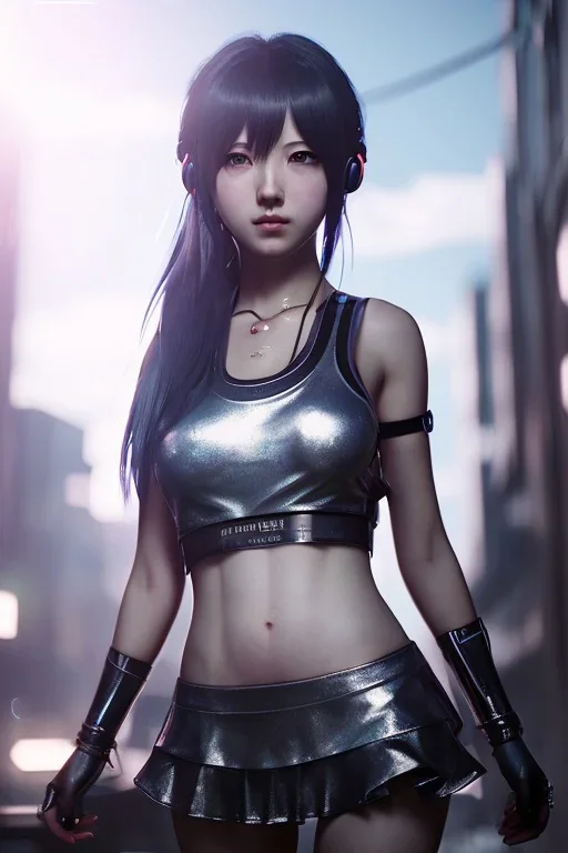 Portrait of anime girl cyberpunk city, realistic, intriacte detail, sci-fi fantasy style, volumetric lighting, particales,highly detailed,cinamatic, deep