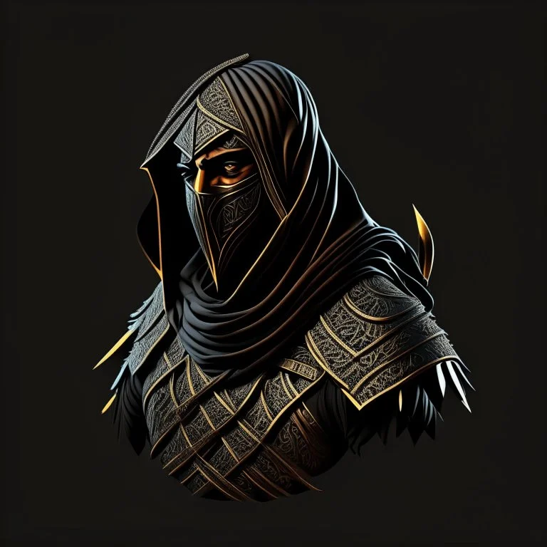 Arab warrior, vectorized, 3D, 8k, black background