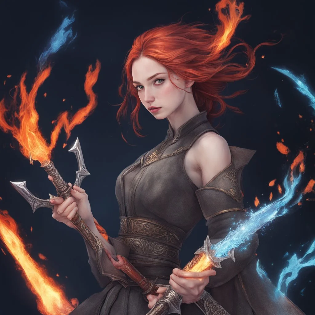 Girl with fire and ice swords