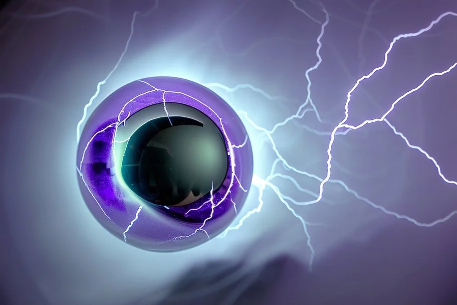 purple lightning inside of glass ball