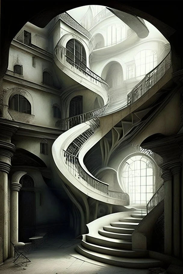 tavern dystopian rich straight stairs entrence building white