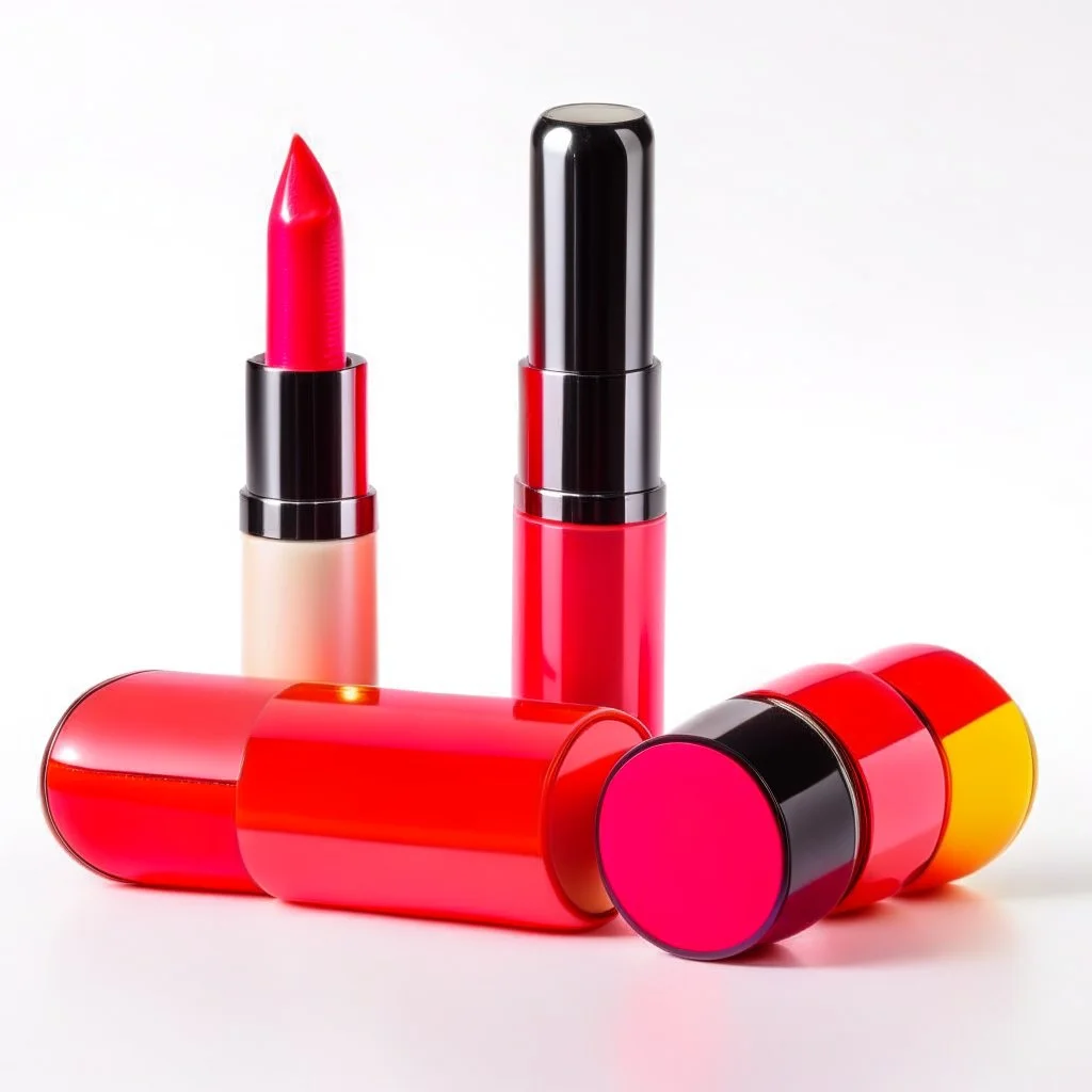 Lipstick is present in the display of products