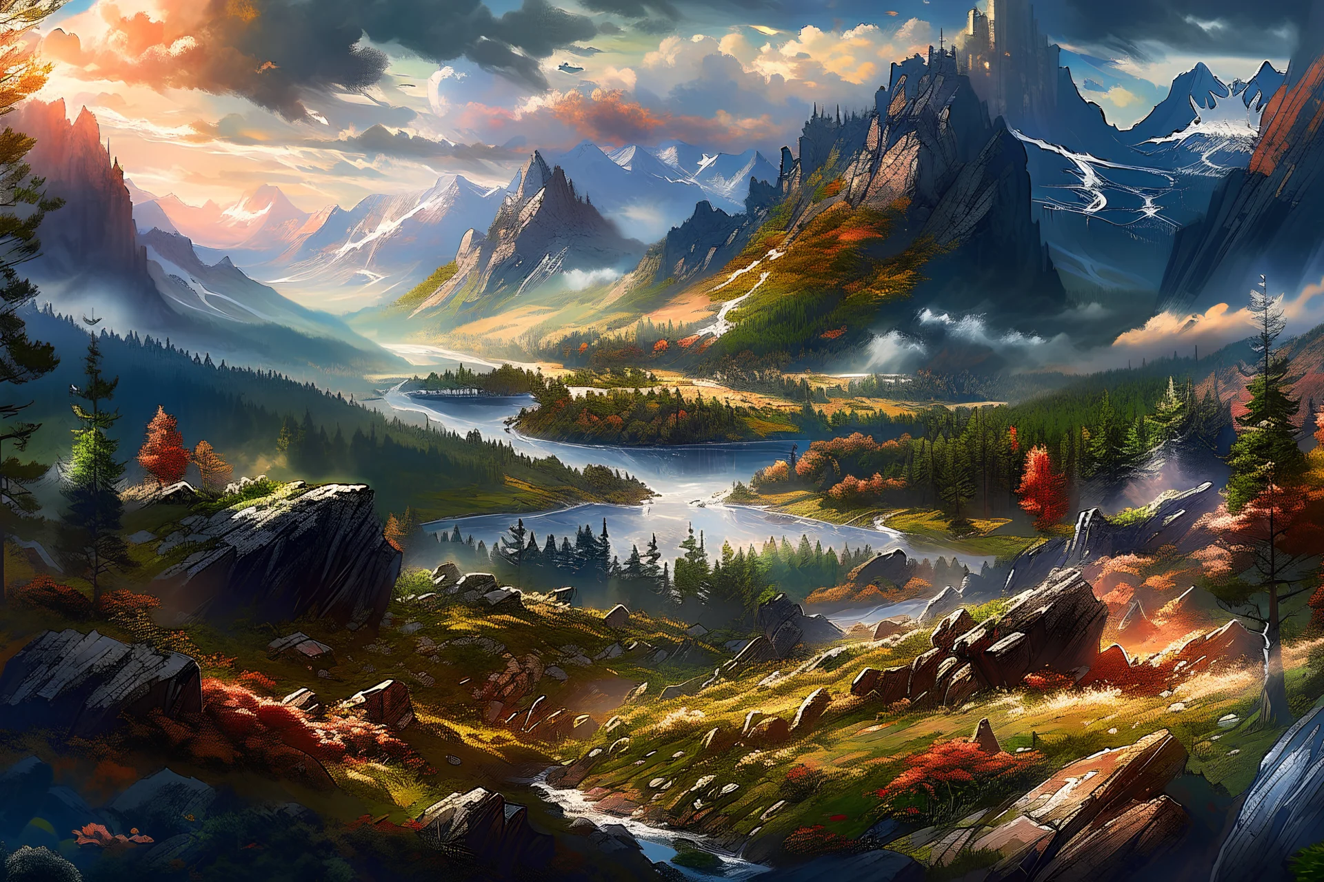 The land of scandinavia, beautiful scenery, 8k, high detail, digital painting, concept art