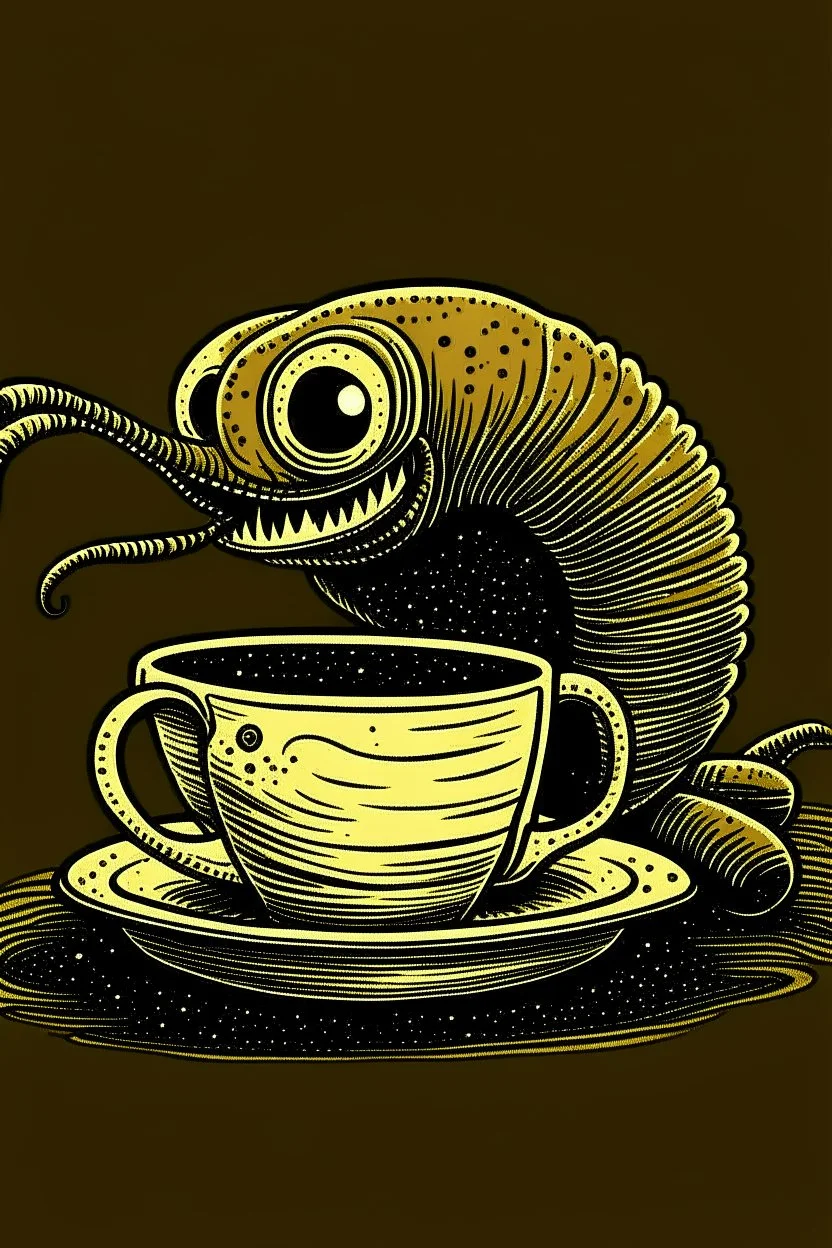 leech drinking coffee