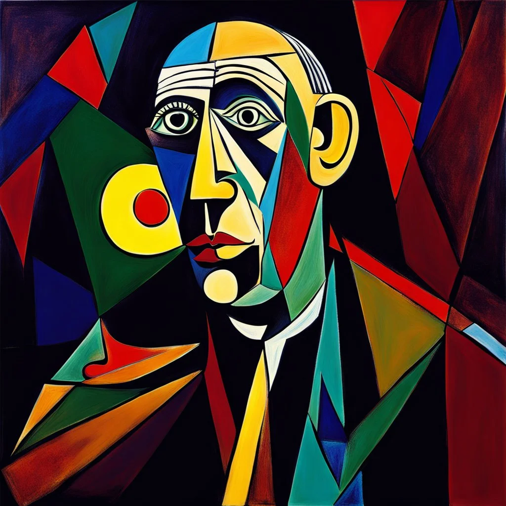 Pablo Picasso surreal art, deep rich col...