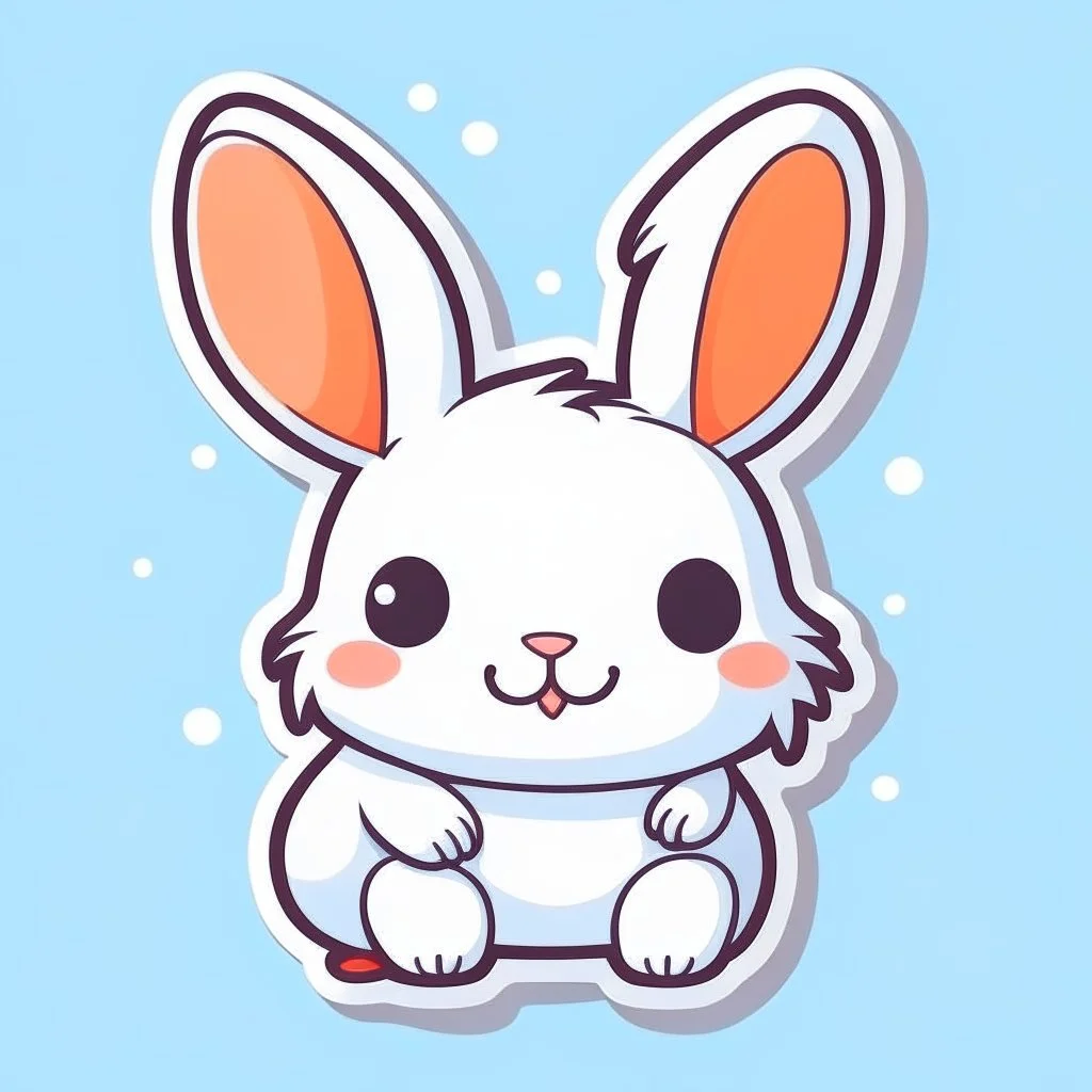 cute rabbit sticker template