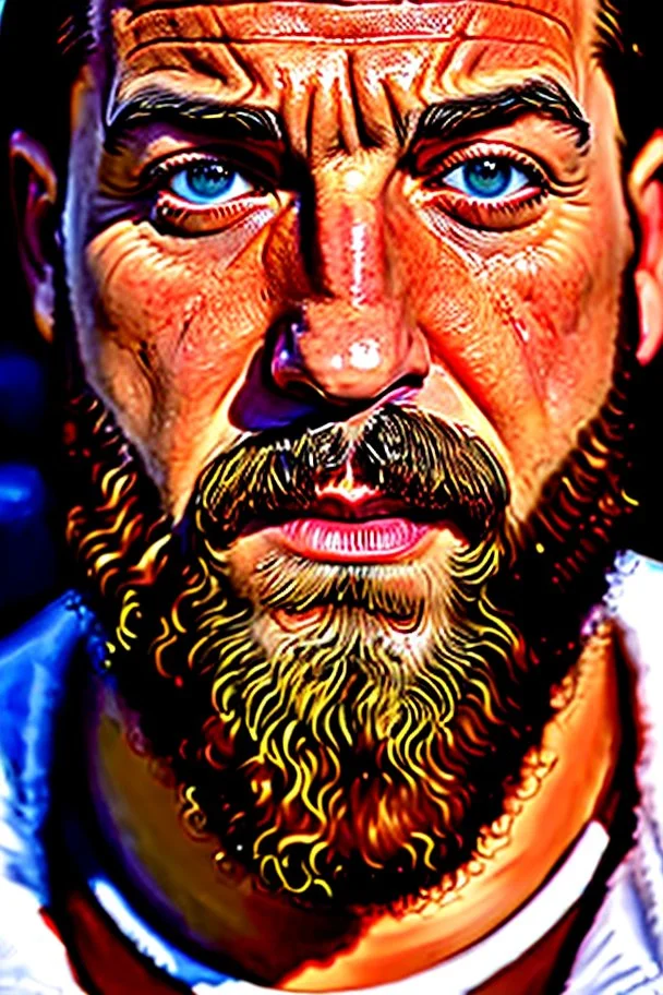 extreme close up photography, top view, 35mm lens, burly muscular chubby 35 years old bearded man ,dipping milk in the face, , photorealistic, 8k --ar 2:3