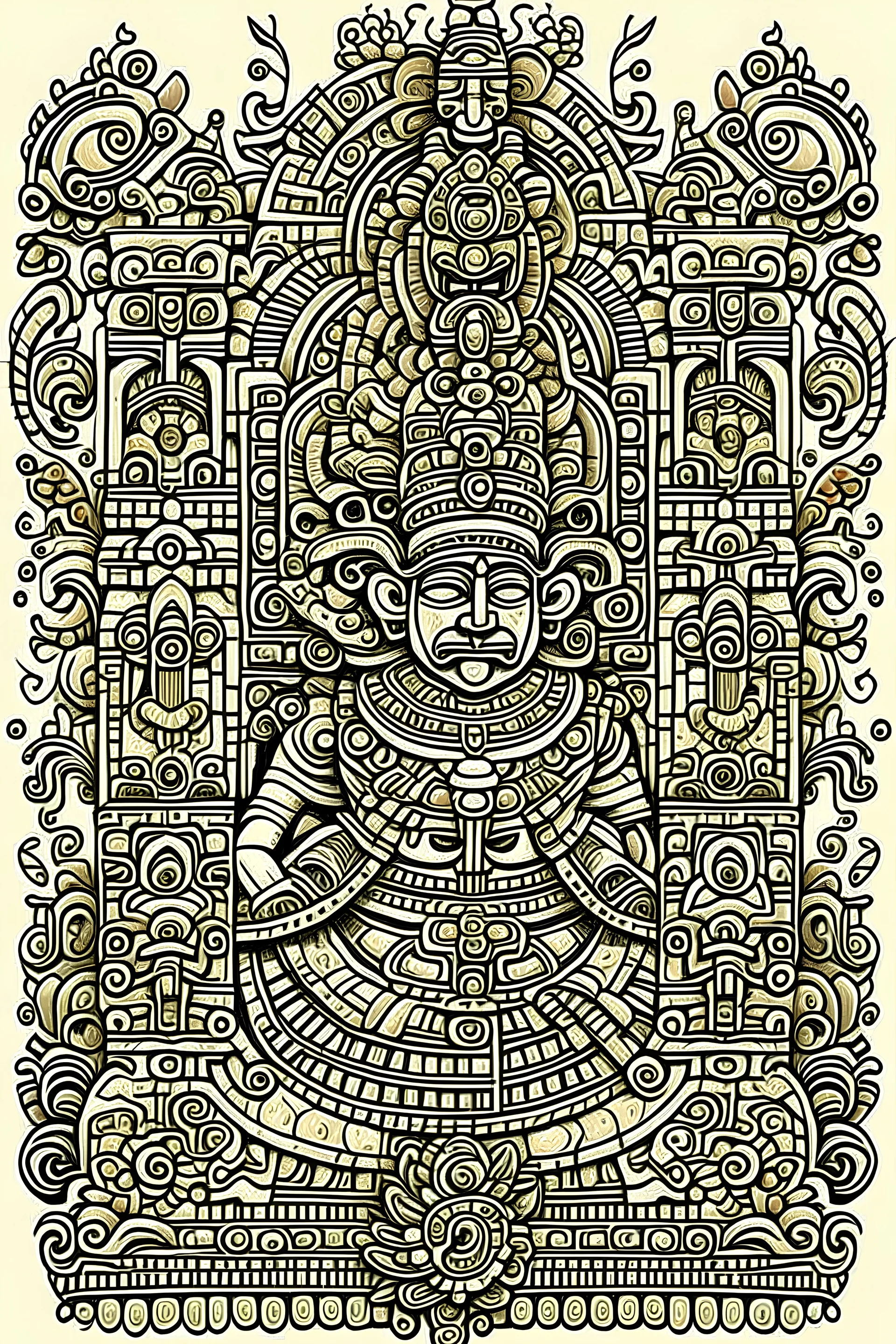 una imagen a colores, es un diseño maya}