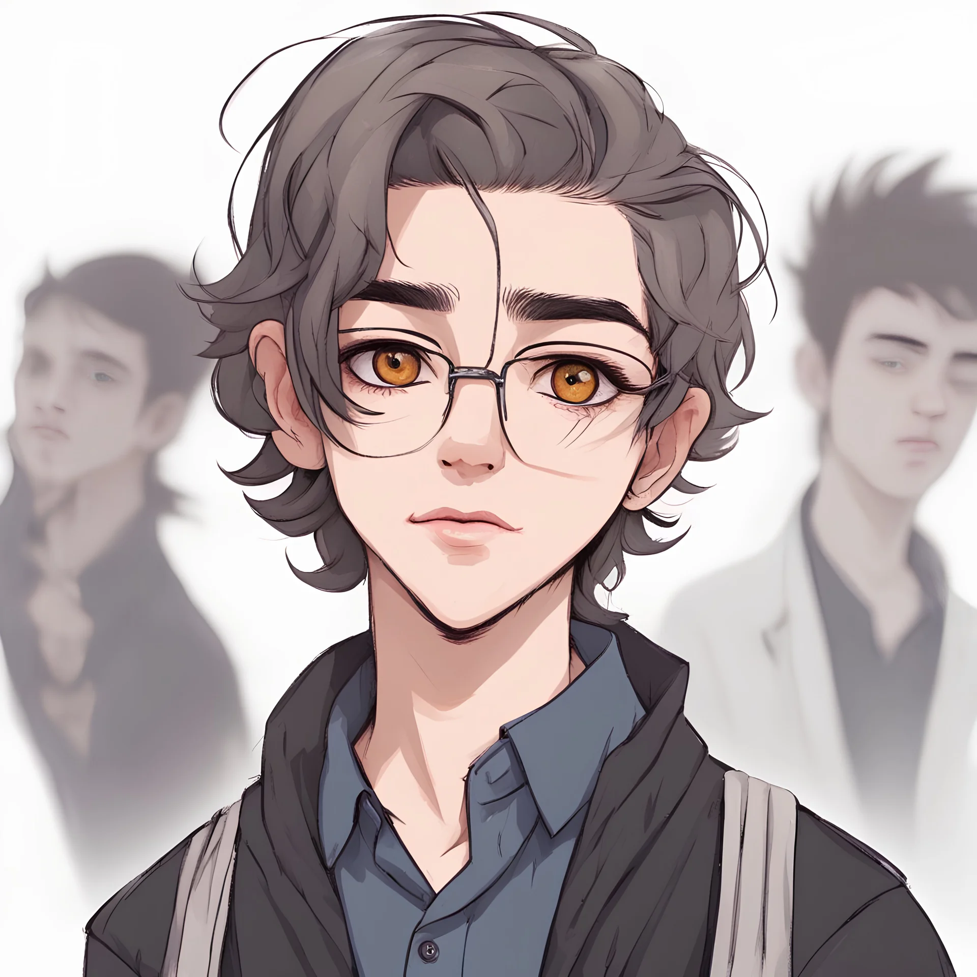 portrait of my imaginary character named Hakim, Niqil’s school friend and classmate, who loves makeup and has thick eyeliner an eyebrows, 14 years old and attractive. He sometimes asks Niqil for favours