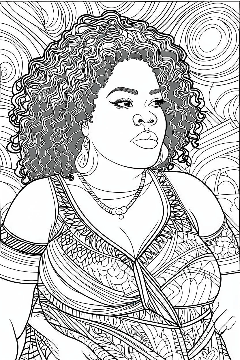 black curvy woman COLORING PAGE